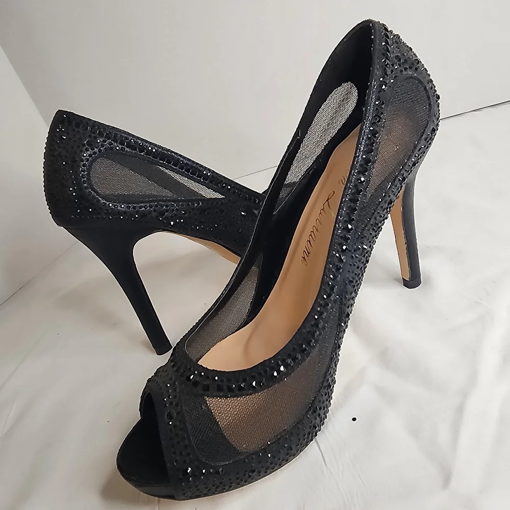 Lauren Lorraine Bernice‎ Pump Womens size 7.5 Mesh Peep Toe Slip-On Stiletto